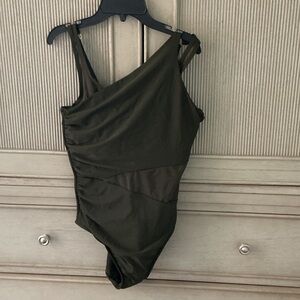 Miraclesuit Olive Green One-Shoulder One-Piece Swimsuit azure nori